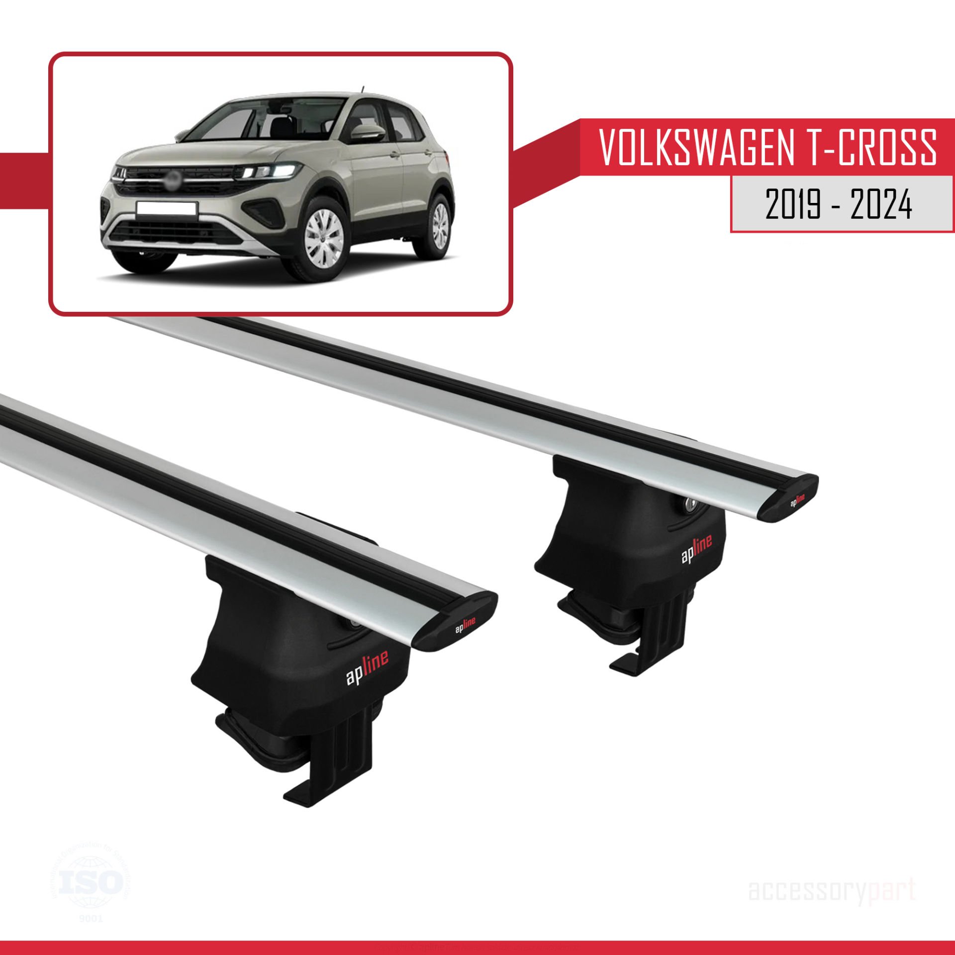 Volkswagen T-Cross 2019 ve Sonrası ile uyumlu ACE-4 Ara Atkı Tavan Barı GRİ