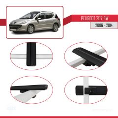 Peugeot 207 SW 2006-2014 Arası ile uyumlu Basic Model Ara Atkı Tavan Barı SİYAH 3 ADET