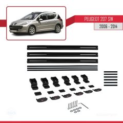 Peugeot 207 SW 2006-2014 Arası ile uyumlu Basic Model Ara Atkı Tavan Barı SİYAH 3 ADET