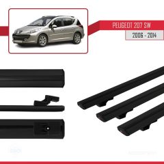 Peugeot 207 SW 2006-2014 Arası ile uyumlu Basic Model Ara Atkı Tavan Barı SİYAH 3 ADET