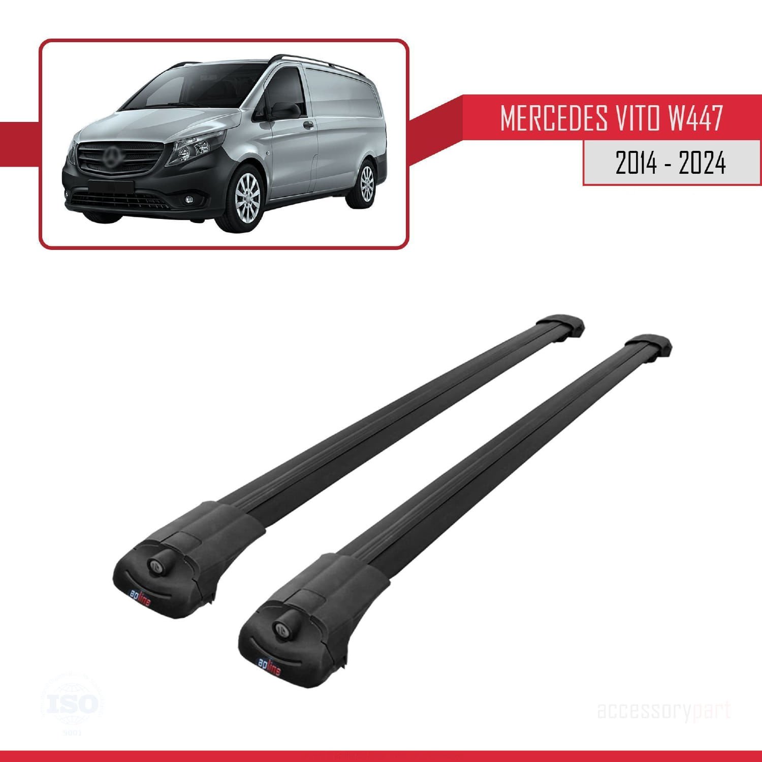 Mercedes Vito (W447) 2014 ve Sonrası ile uyumlu ACE-1 Ara Atkı Tavan Barı SİYAH