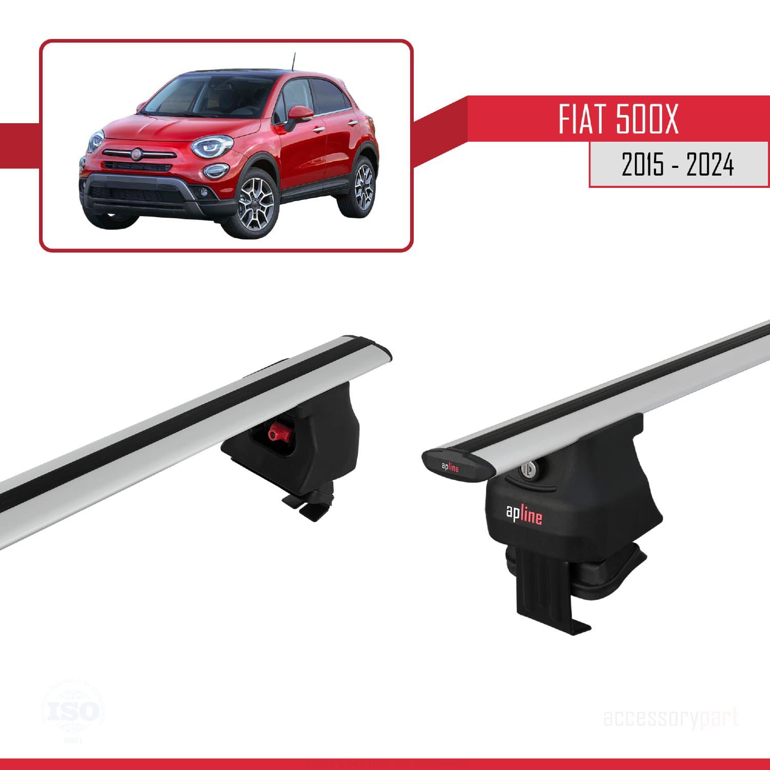 Fiat 500 X 2015 ve Sonrası ile uyumlu ACE-4 Ara Atkı Tavan Barı GRİ