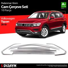 Volkswagen Tiguan Uyumlu Krom Cam Çerçevesi 10 Parça. 2016 Üzeri