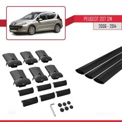 Peugeot 207 SW 2006-2014 Arası ile Uyumlu FLY Model Ara Atkı Tavan Barı SİYAH 3 ADET BAR