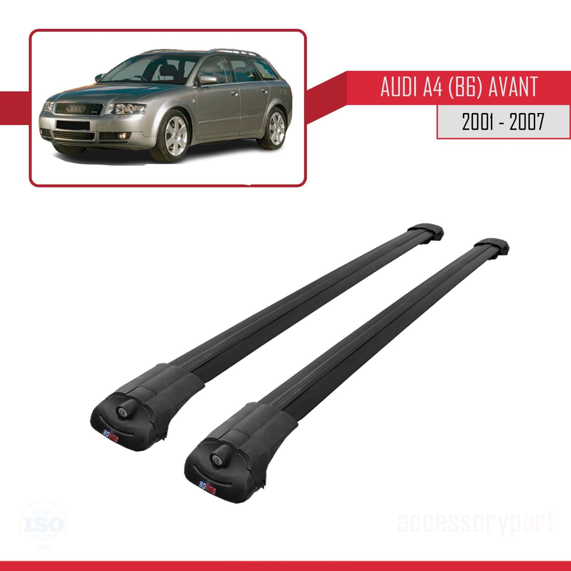 Audi A4 (B6) AVANT 2002-2004 Arası ile uyumlu ACE-1 Ara Atkı Tavan Barı SİYAH
