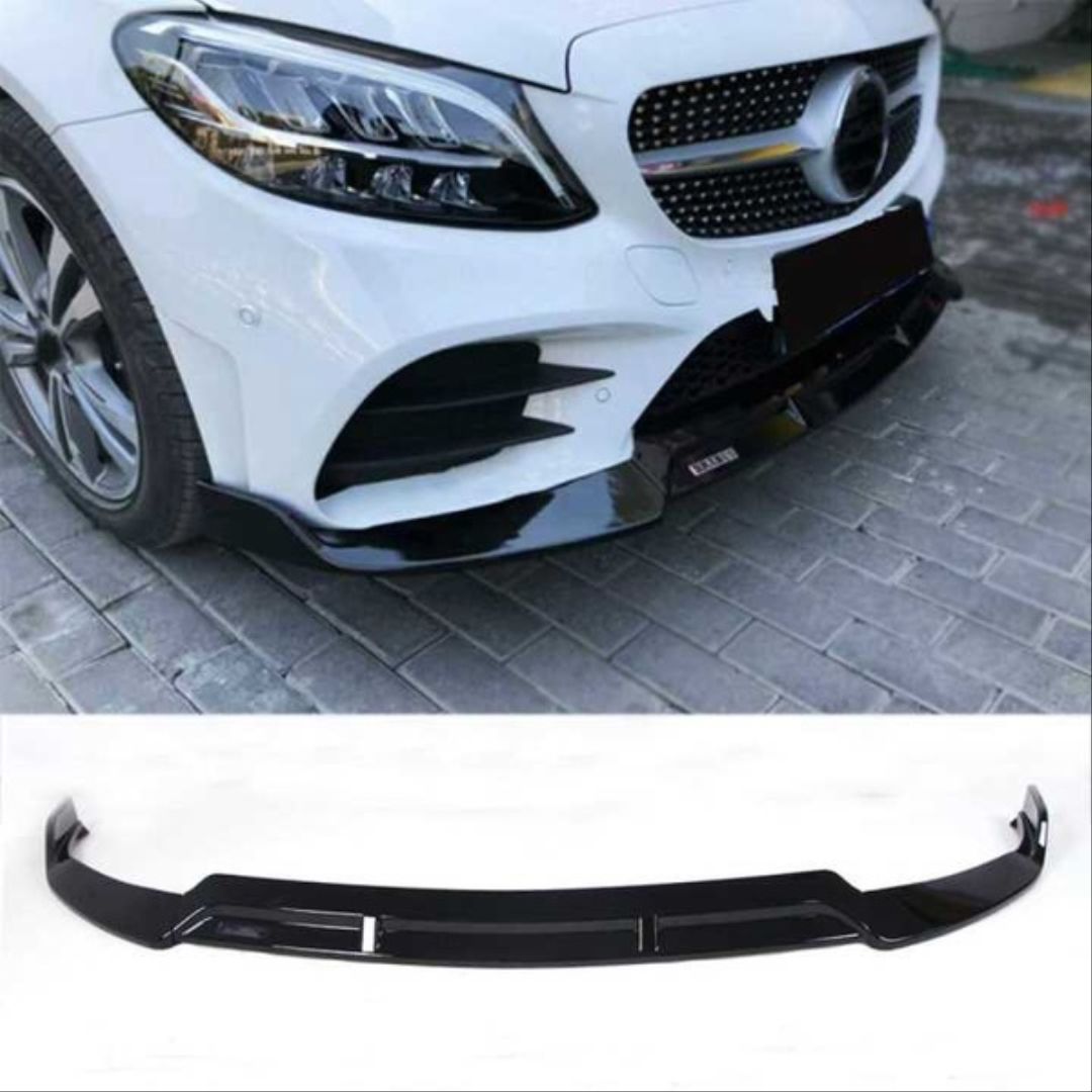 Mercedes W205 Uyumlu 2019+ C Serisi Ön Lıp Custom - Piano Black (Parlak Siyah)
