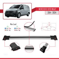 Mercedes Vito (W447) 2014 ve Sonrası ile uyumlu FLY Model Ara Atkı Tavan Barı GRİ 3 ADET BAR