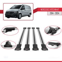 Mercedes Vito (W447) 2014 ve Sonrası ile uyumlu FLY Model Ara Atkı Tavan Barı GRİ 4 ADET BAR