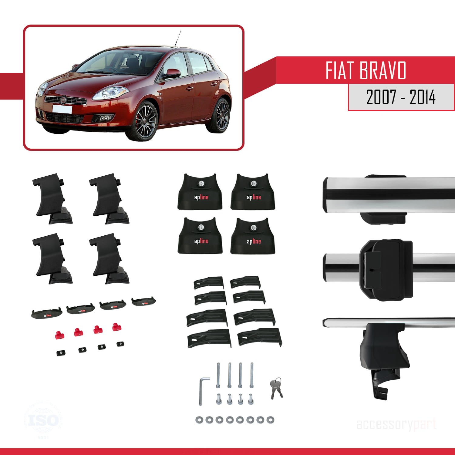 Fiat Bravo 2007-2014 Arası ile uyumlu ACE-4 Ara Atkı Tavan Barı GRİ