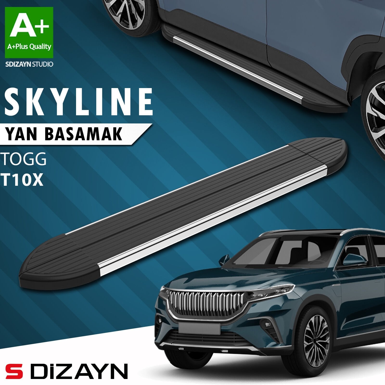 S-Dizayn TOGG T10X Skyline Krom Yan Basamak 203 Cm 2023 Üzeri A+ Kalite