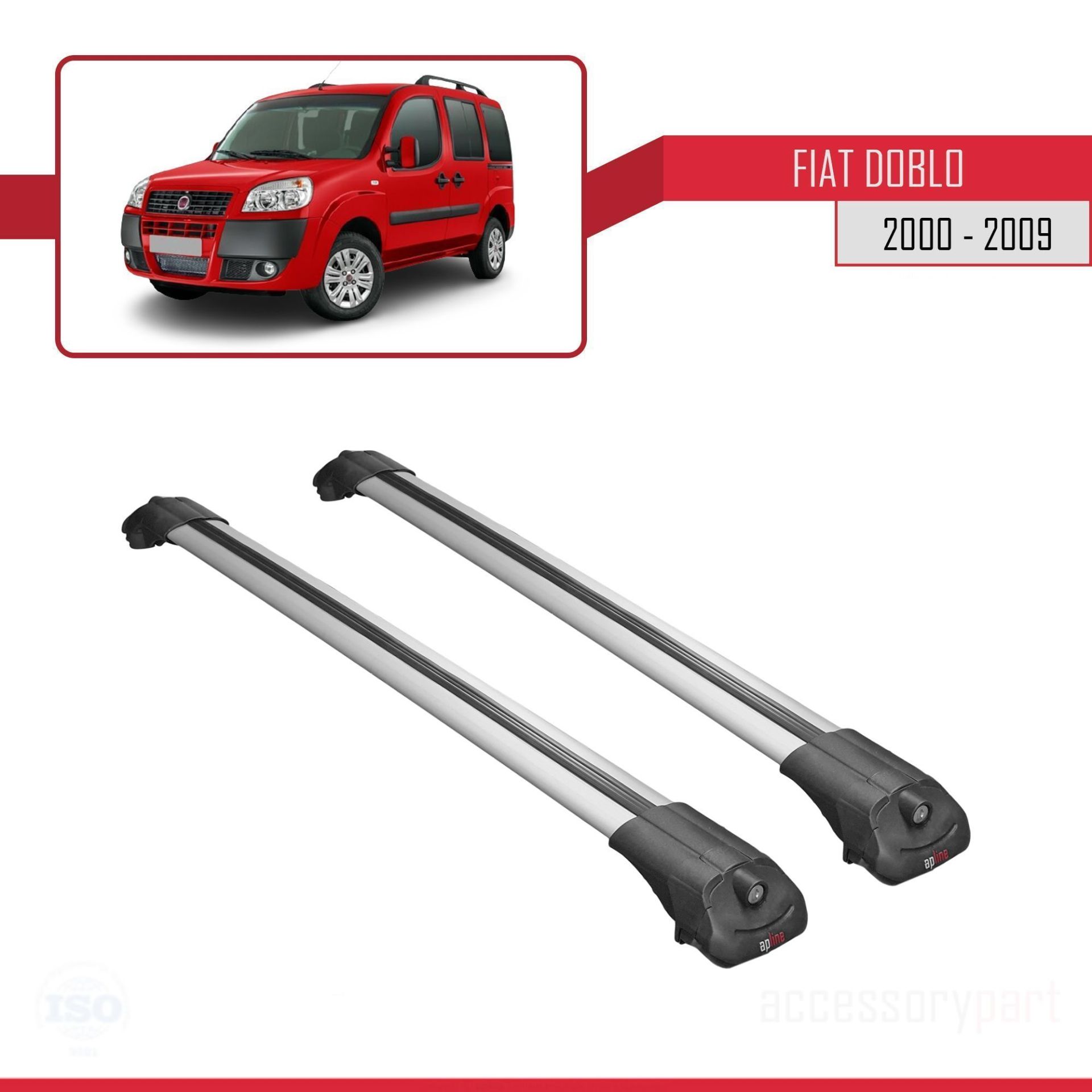 Fiat Doblo 2000-2009 Arası ile uyumlu ACE-1 Ara Atkı Tavan Barı GRİ