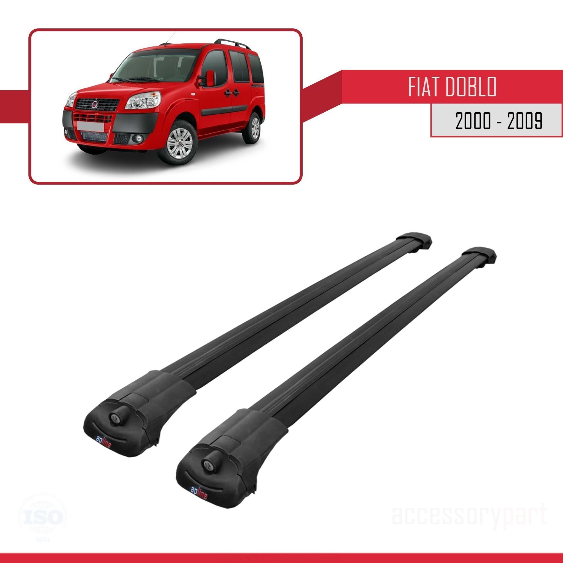 Fiat Doblo 2000-2009 Arası ile uyumlu ACE-1 Ara Atkı Tavan Barı SİYAH