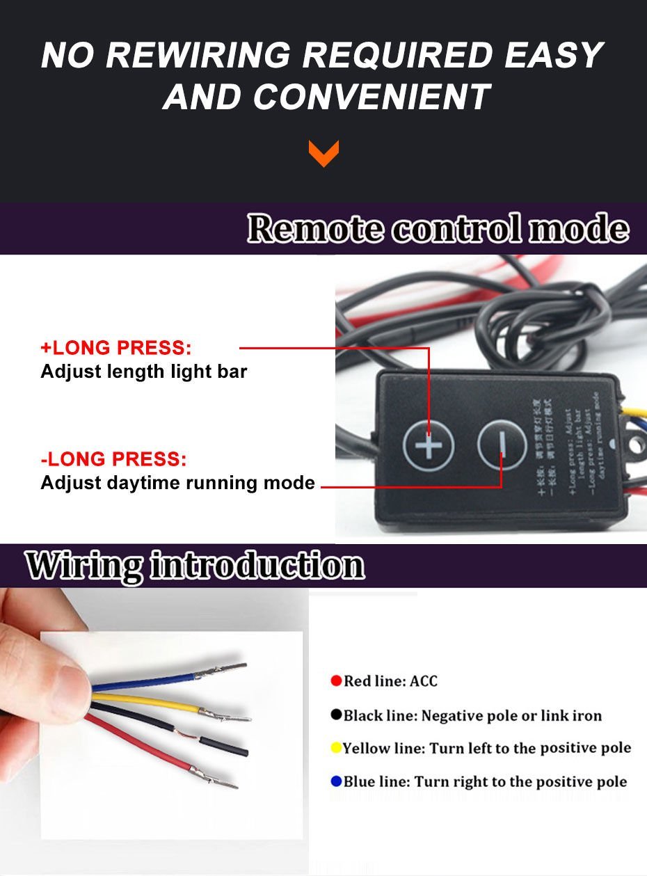 Kaput altı ve yan basamak gündüz ledi kayar sinyalli ışık ayarlı 1.80cm kesilebilir / LAAM441