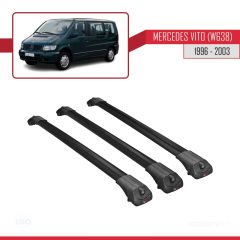 Mercedes Vito (W638) 1996-2003 Arası ile uyumlu ACE-1 Ara Atkı Tavan Barı SİYAH 3 ADET BAR