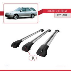 Peugeot 306 Estate 1997-2001 Arası ile uyumlu ACE-1 Ara Atkı Tavan Barı GRİ 3 ADET BAR