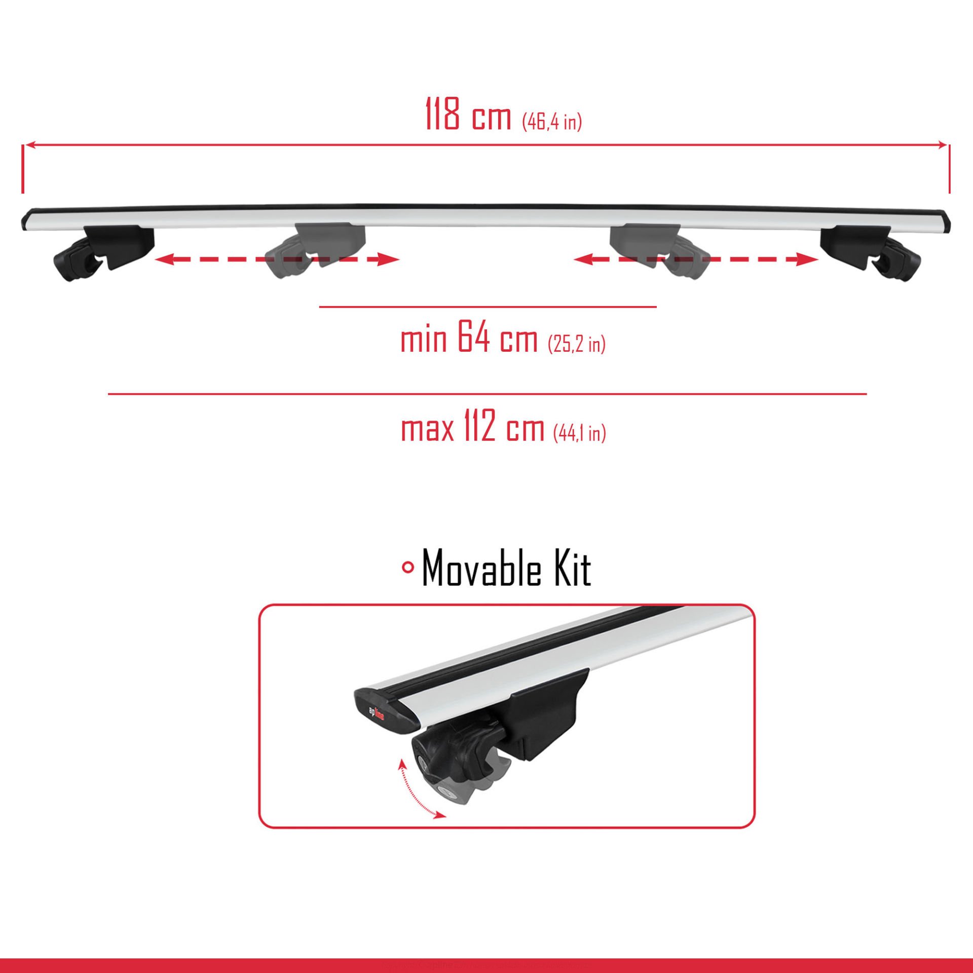 İnfiniti QX30 2016-2019 Arası ile uyumlu HOOK Model Anahtar Kilitli Ara Atkı Tavan Barı GRİ