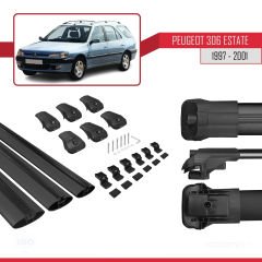 Peugeot 306 Estate 1997-2001 Arası ile uyumlu ACE-1 Ara Atkı Tavan Barı SİYAH 3 ADET BAR