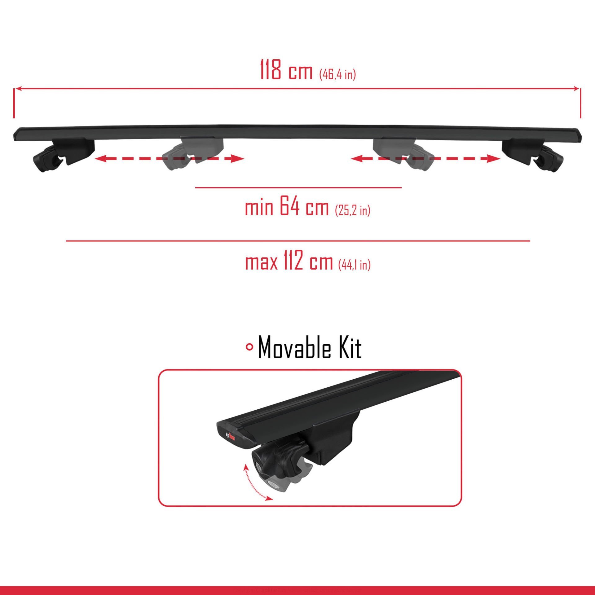 İnfiniti QX30 2016-2019 Arası ile uyumlu HOOK Model Anahtar Kilitli Ara Atkı Tavan Barı SİYAH