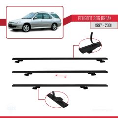 Peugeot 306 Estate 1997-2001 Arası ile uyumlu Basic Model Ara Atkı Tavan Barı SİYAH 3 ADET