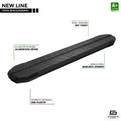 NewLine Siyah Yan Basamak Profil 193 Cm Etekli
