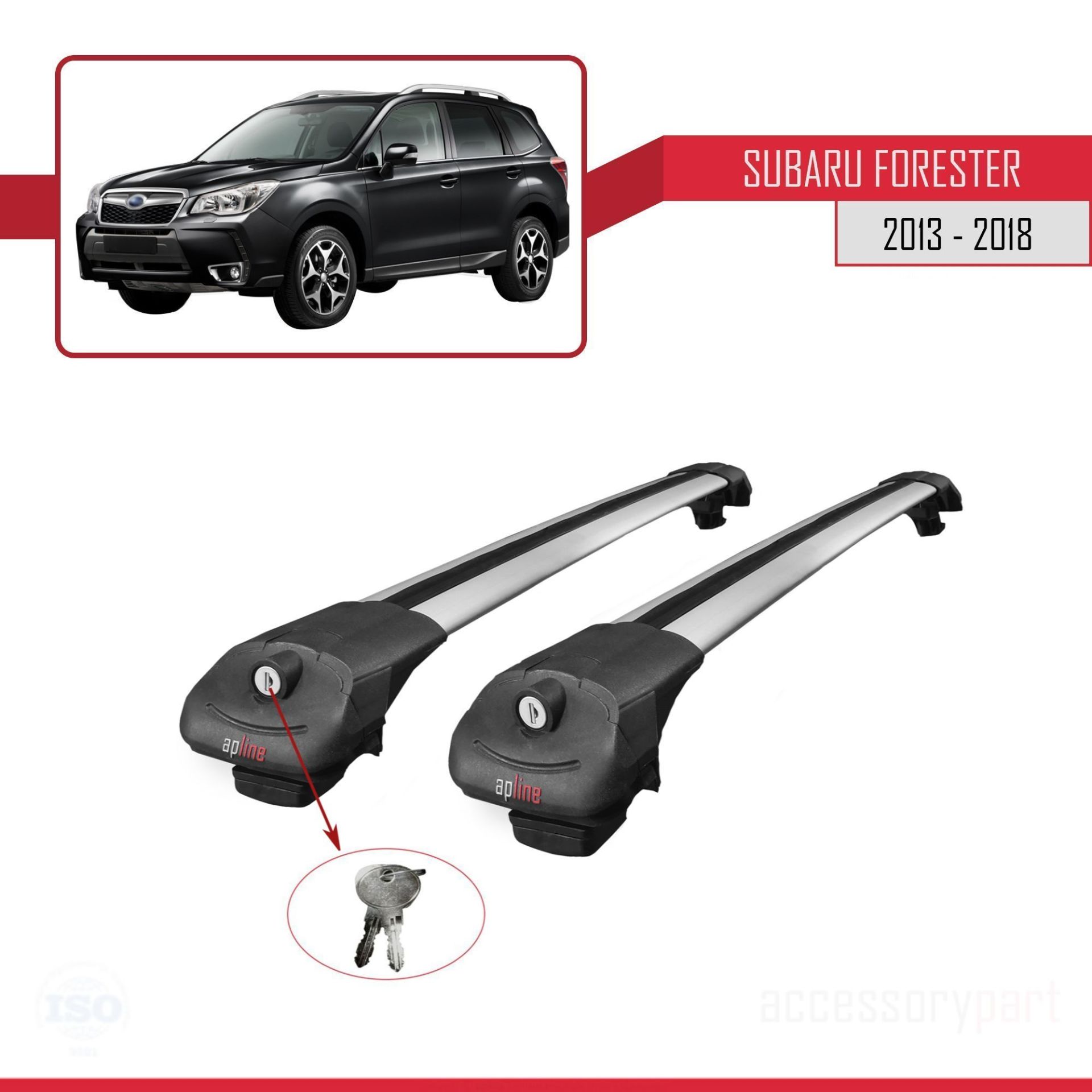 Subaru Forester 2013-2018 Arası ile uyumlu ACE-1 Ara Atkı Tavan Barı GRİ