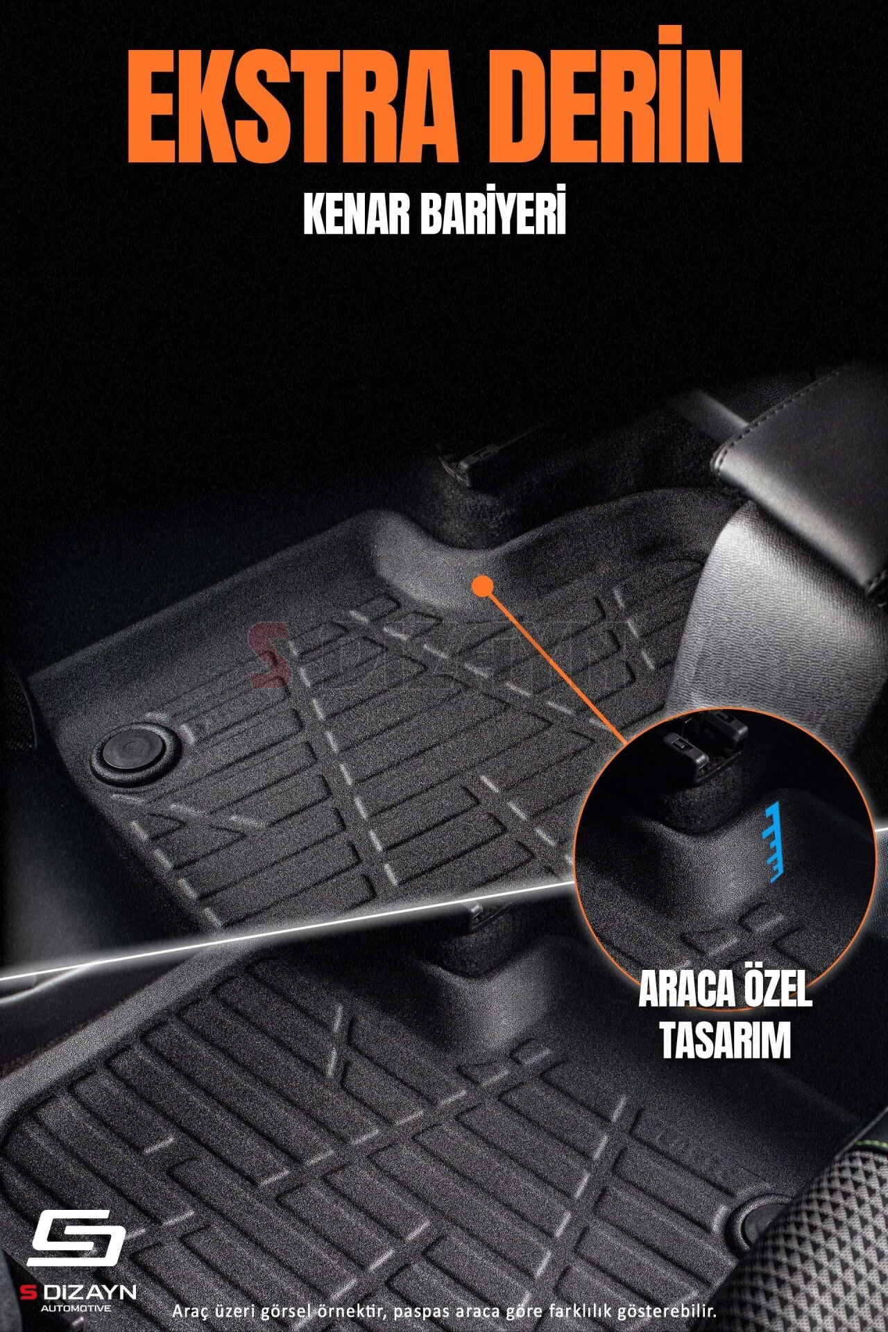 S-Dizayn Peugeot Partner Panelvan Ön 2'li 3D Pro Havuzlu Paspas 2008-2018 A+ Kalite