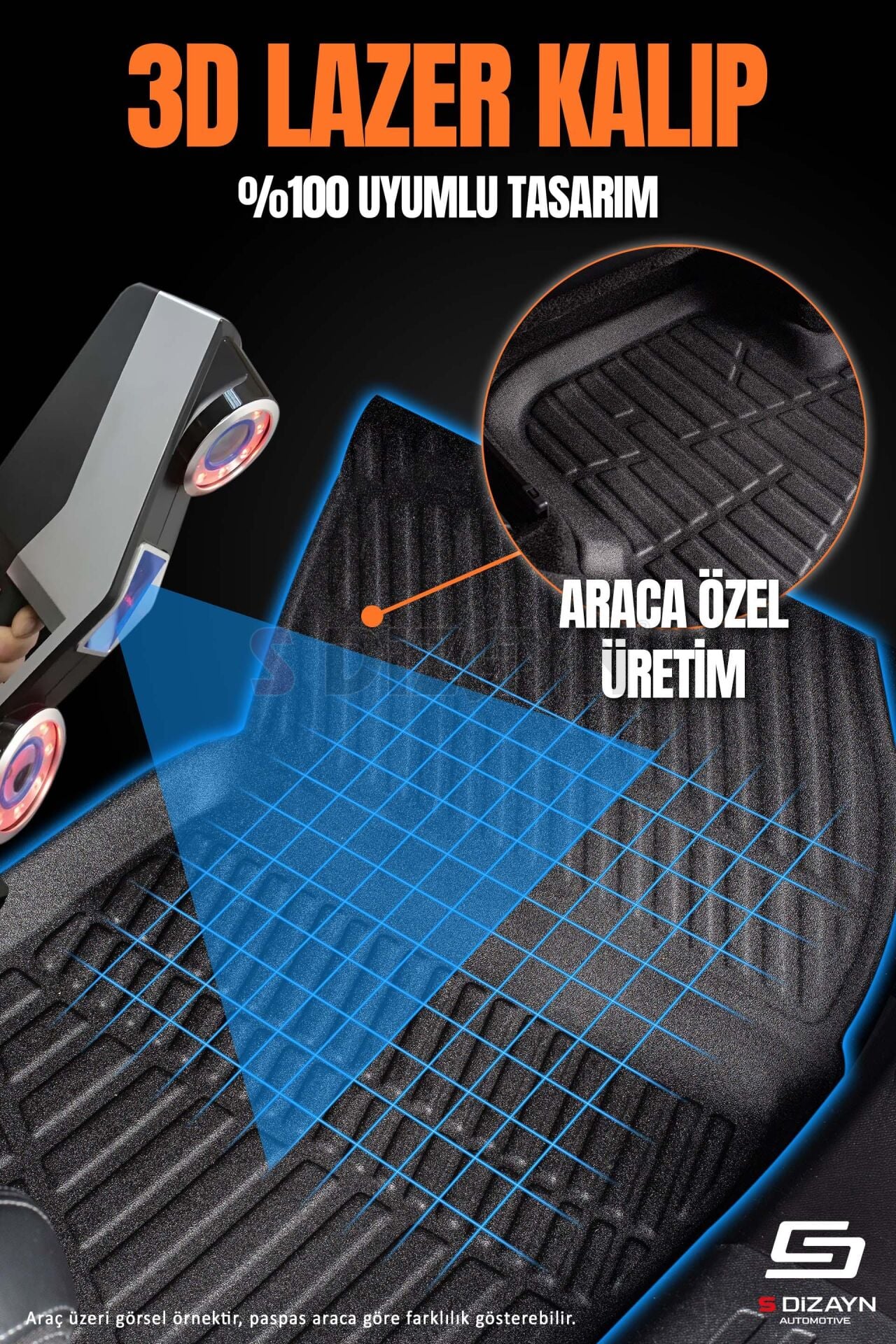 S-Dizayn Peugeot Partner Panelvan Ön 2'li 3D Pro Havuzlu Paspas 2008-2018 A+ Kalite