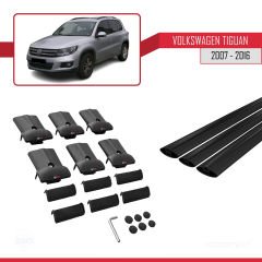 Volkswagen Tiguan 2007-2016 Arası ile Uyumlu FLY Model Ara Atkı Tavan Barı SİYAH 3 ADET BAR