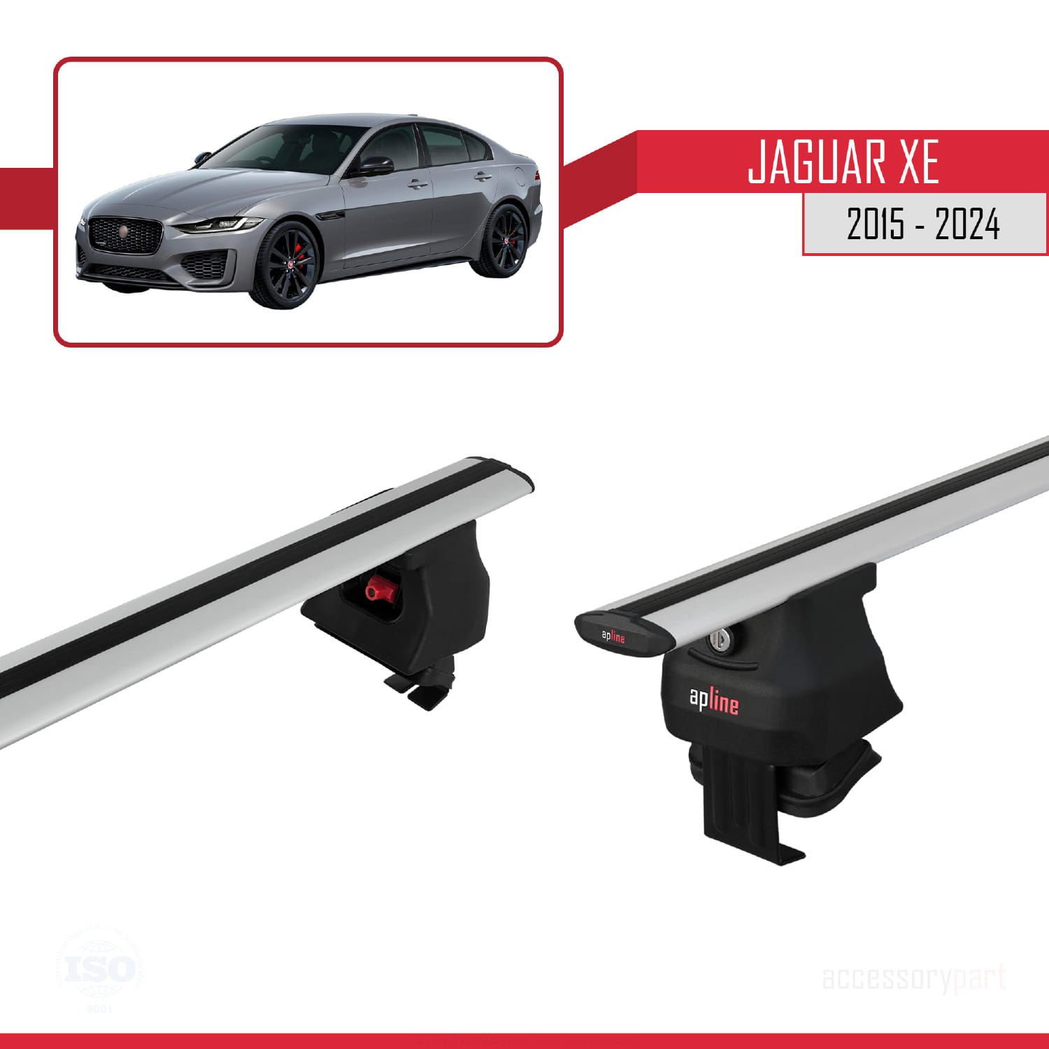 Jaguar XE 2015 ve Sonrası ile uyumlu ACE-4 Ara Atkı Tavan Barı GRİ