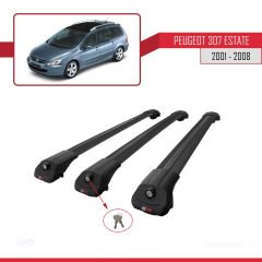 Peugeot 307 ESTATE 2001-2008 Arası ile uyumlu ACE-1 Ara Atkı Tavan Barı SİYAH 3 ADET BAR