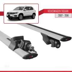 Volkswagen Tiguan 2007-2016 Arası ile uyumlu HOOK Model Anahtar Kilitli Ara Atkı Tavan Barı GRİ