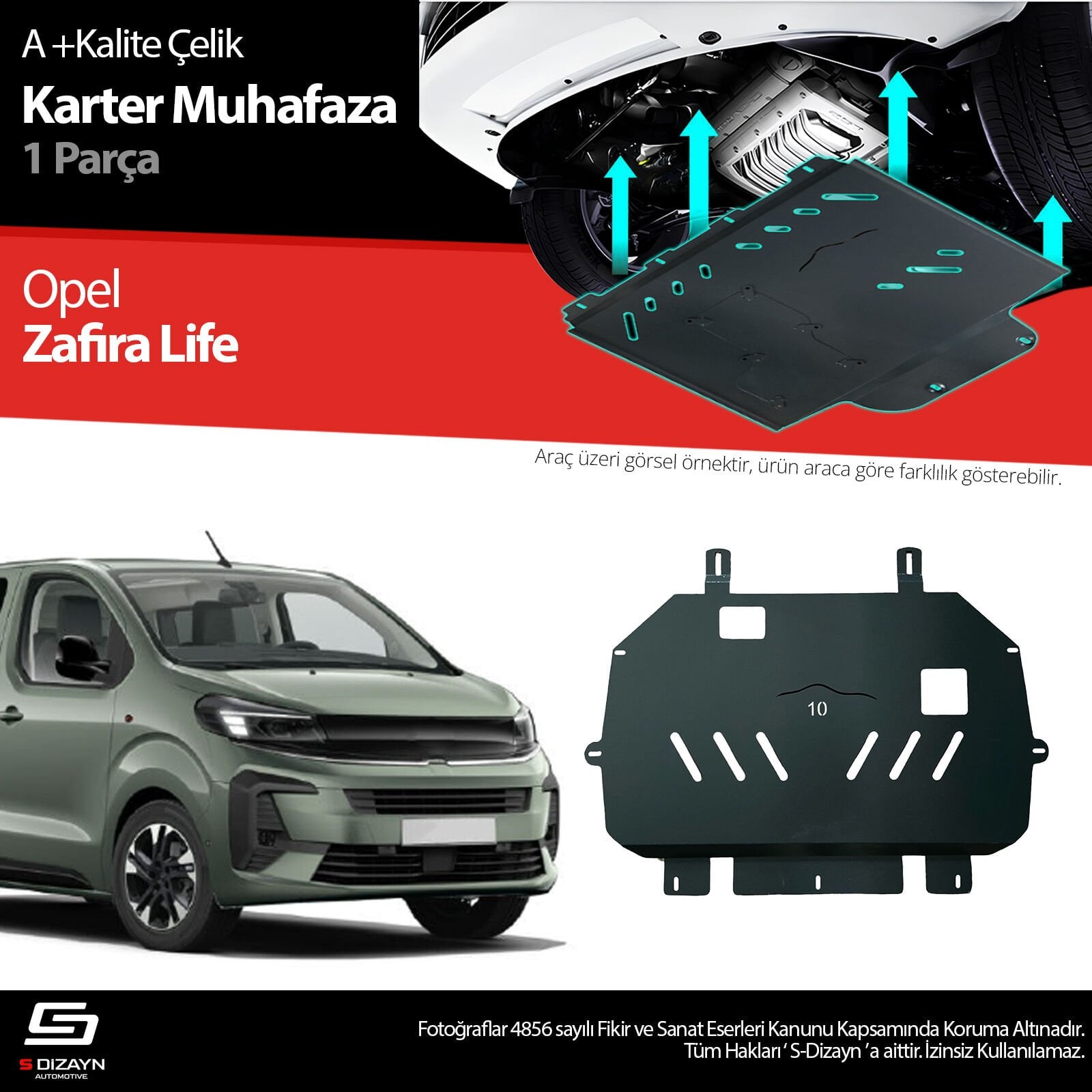 S-Dizayn Opel Zafira Life Çelik Karter Muhafaza Koruma 2020 Üzeri A+ Kalite
