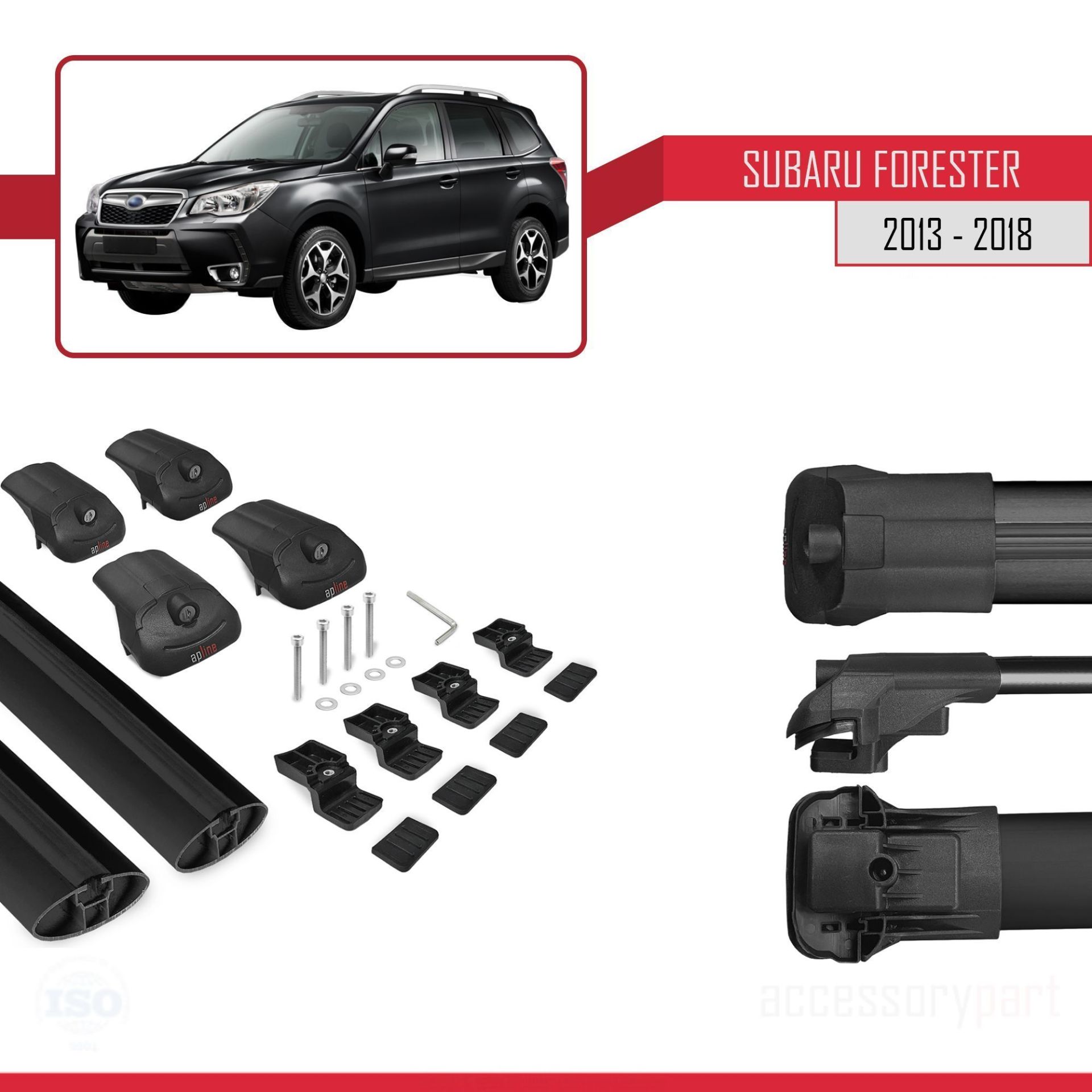 Subaru Forester 2013-2018 Arası ile uyumlu ACE-1 Ara Atkı Tavan Barı SİYAH