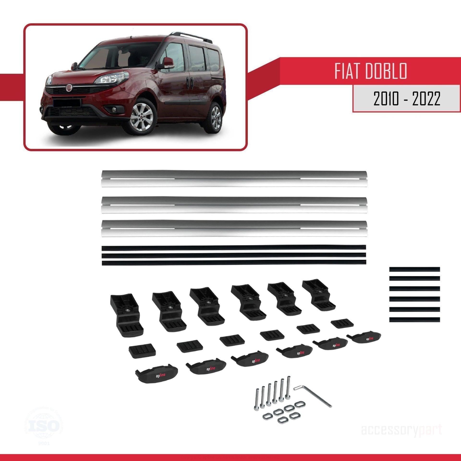 Fiat Doblo 2010-2022 Arası ile uyumlu Basic Model Ara Atkı Tavan Barı GRİ 3 ADET