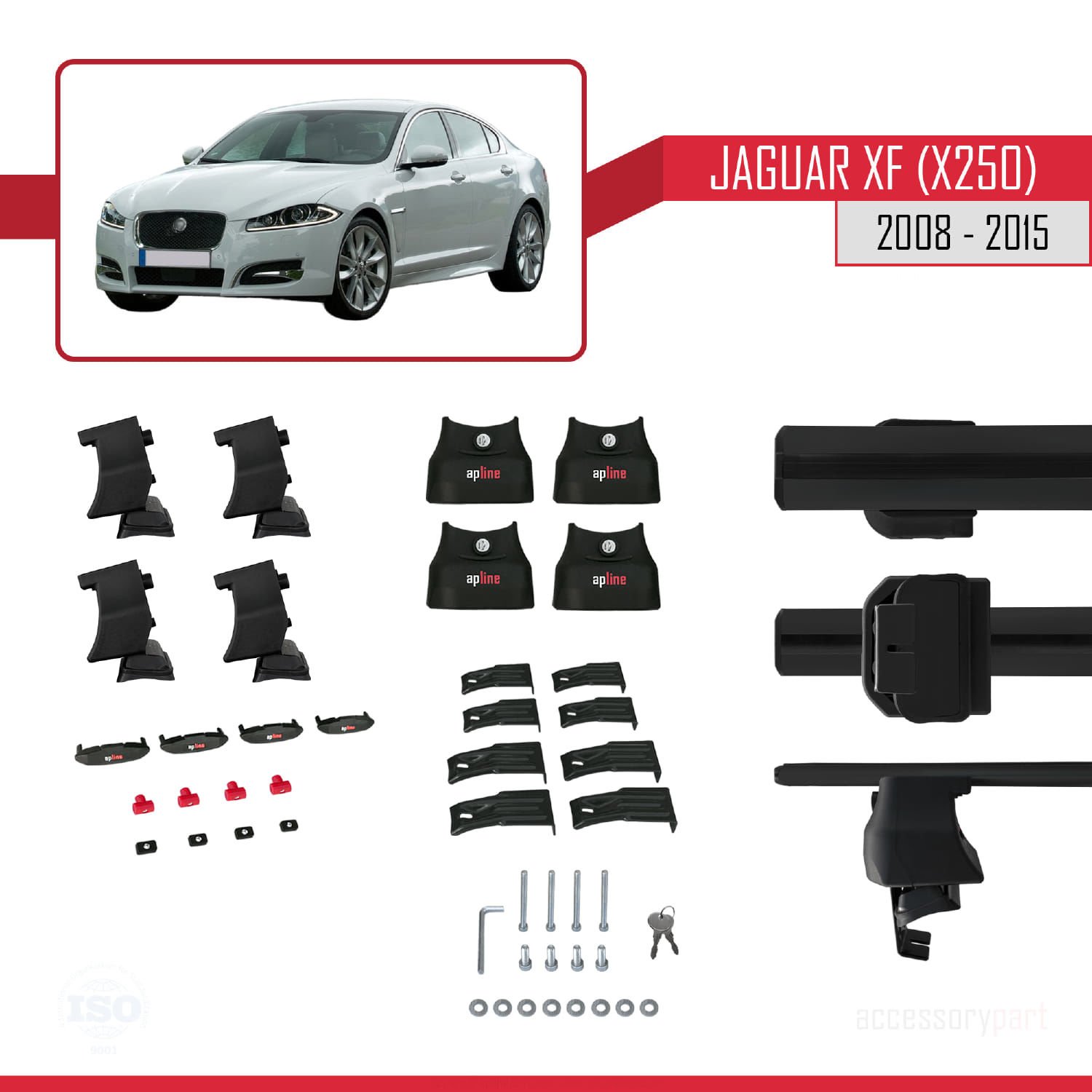 Jaguar XF (X250) 2008-2015 Arası ile uyumlu ACE-4 Ara Atkı Tavan Barı SİYAH