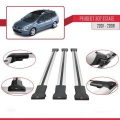 Peugeot 307 ESTATE 2001-2008 Arası ile Uyumlu FLY Model Ara Atkı Tavan Barı GRİ 3 ADET BAR