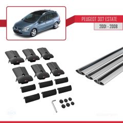 Peugeot 307 ESTATE 2001-2008 Arası ile Uyumlu FLY Model Ara Atkı Tavan Barı GRİ 3 ADET BAR