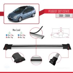 Peugeot 307 ESTATE 2001-2008 Arası ile Uyumlu FLY Model Ara Atkı Tavan Barı GRİ 3 ADET BAR