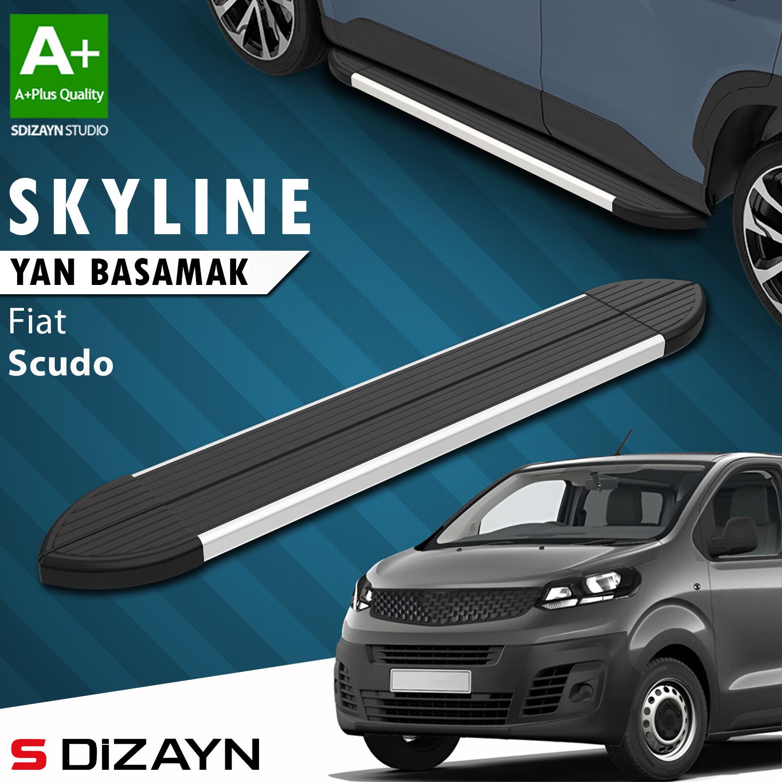 S-Dizayn Fiat Scudo 3 Skyline Aluminyum Yan Basamak 213 Cm 2020 Üzeri A+ Kalite