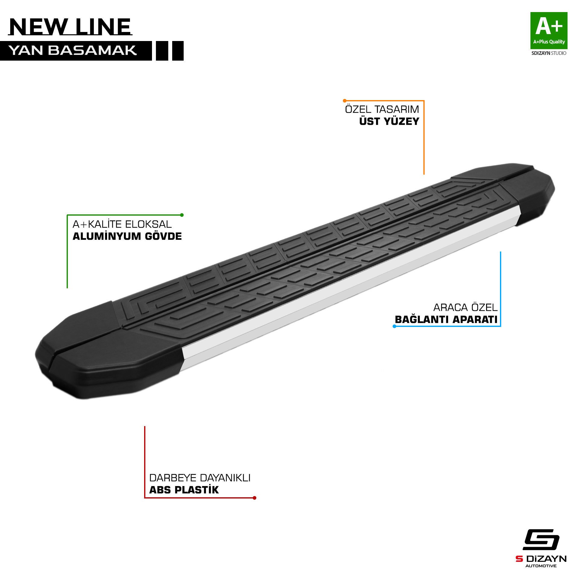 NewLine Aluminyum Yan Basamak Profil 179 Cm