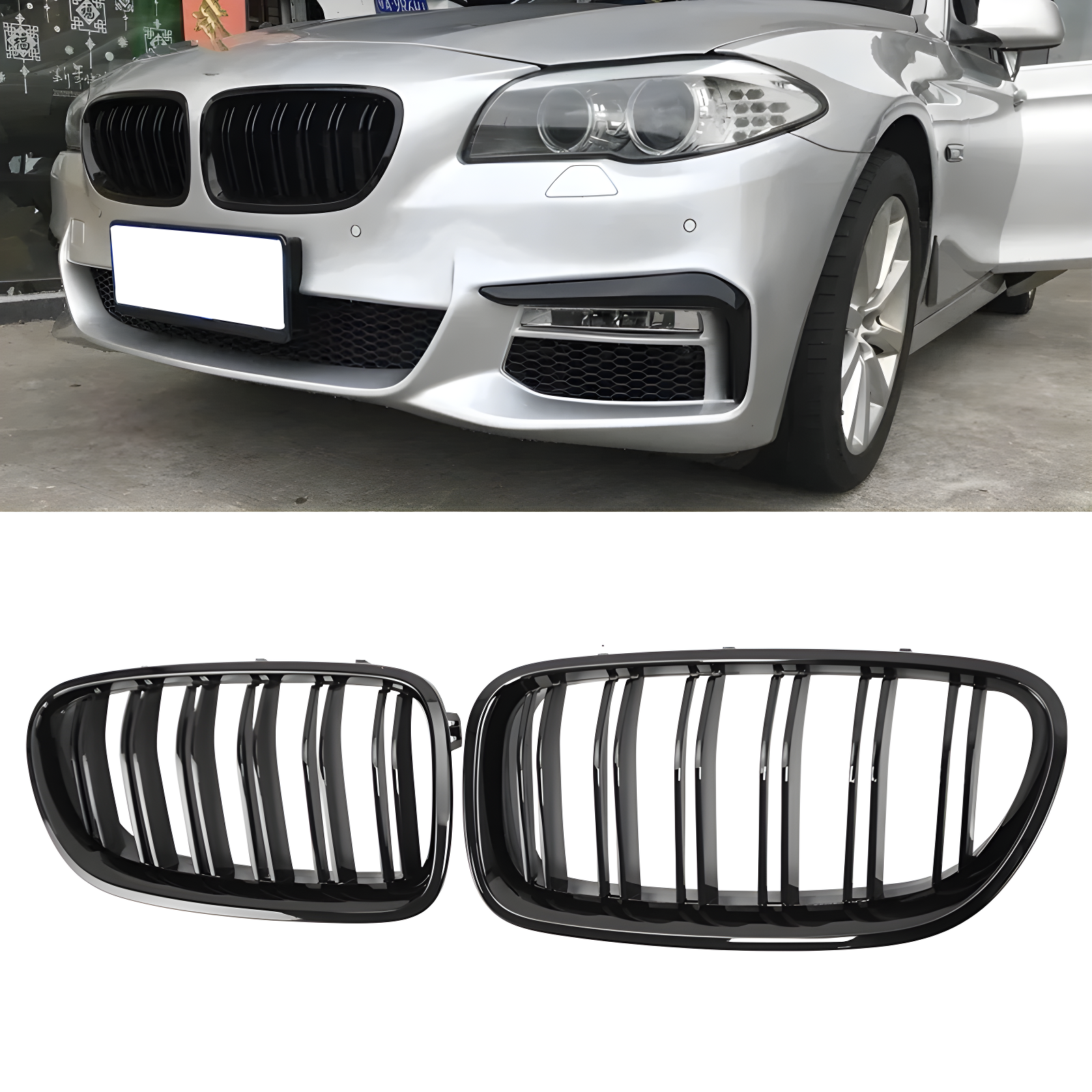 S-Dizayn Bmw 5 Serisi F10/F11/F18 Ön Panjur Böbrek Parlak Siyah Piano Black M5 Model 2010-2016