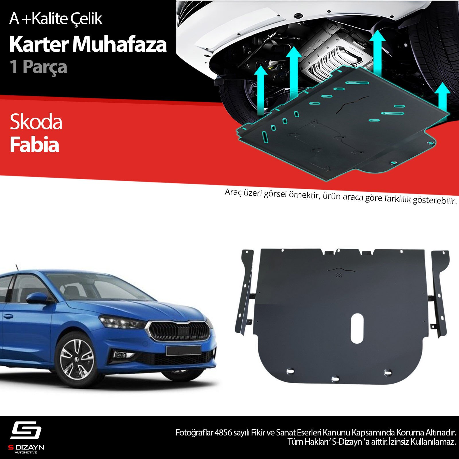 S-Dizayn Skoda Fabia Çelik Karter Muhafaza Koruma 2021 Üzeri A+ Kalite