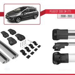 Peugeot 308 SW (T7) 2008-2013 Arası ile uyumlu ACE-1 Ara Atkı Tavan Barı GRİ