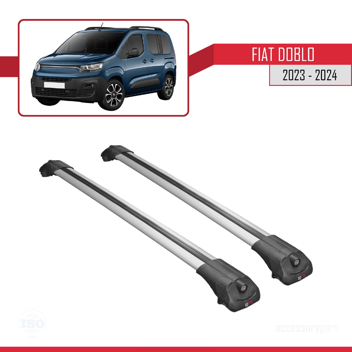 Fiat Doblo 2023 ve Sonrası ile uyumlu ACE-1 Ara Atkı Tavan Barı GRİ