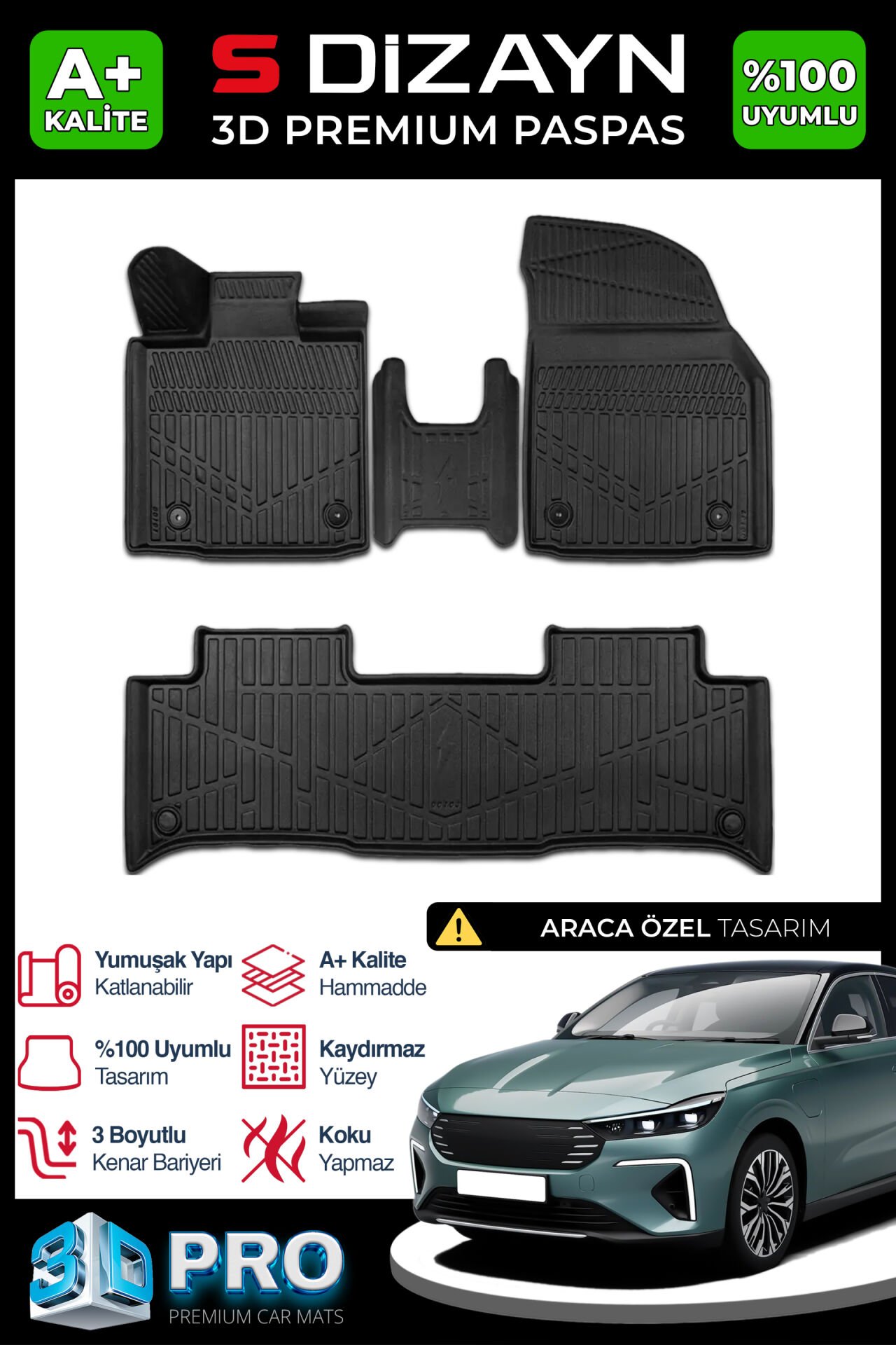 S-Dizayn TOGG T10F 3D Pro Havuzlu Paspas 2025 Üzeri A+ Kalite