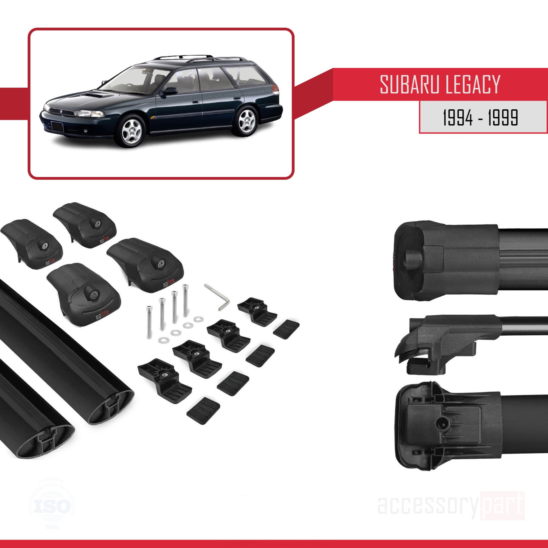 Subaru Legacy 1994-1999 Arası ile uyumlu ACE-1 Ara Atkı Tavan Barı SİYAH
