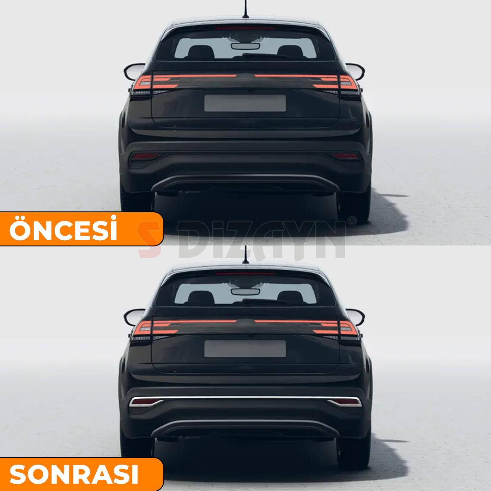 S-Dizayn VW Taigo Krom Arka Tampon Difüzör Çıtası 3 Prç. 2020 Üzeri A+ Kalite