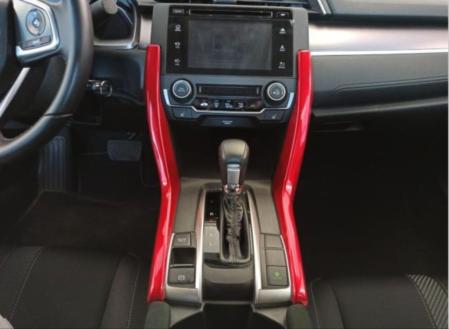 Honda Civic Uyumlu Fc5 2016-2020 Vites Konsol Çıta Kaplama- Kırmızı