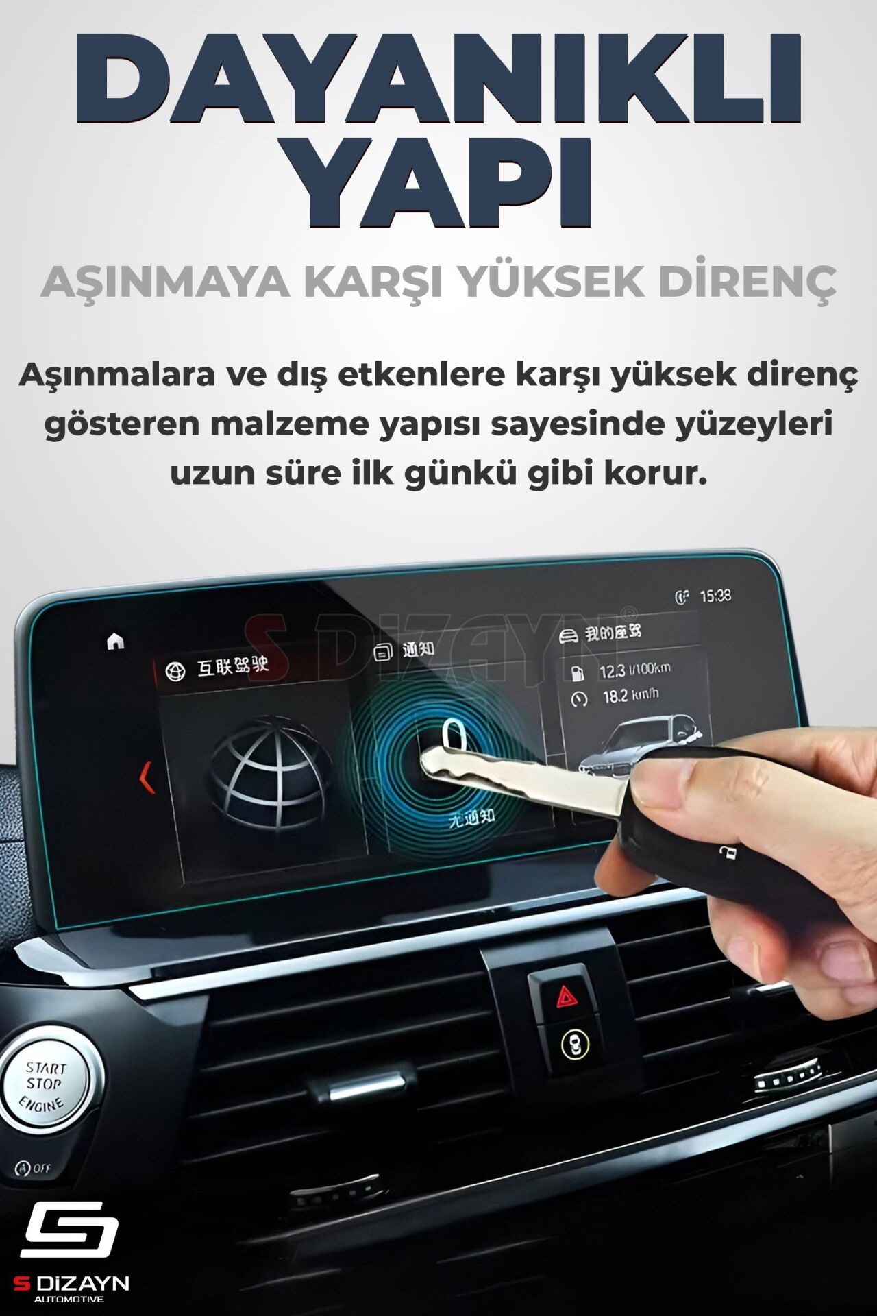 S-Dizayn Mercedes S Serisi 9H Nano Tuşlu Arka Koltuk Tablet Ekran Koruyucu 7 İnç Parlak 2020-2024 A+ Kalite