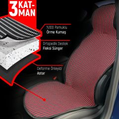 Opel Zafira Uyumlu Koltuk Kılıfı Minder Çizgili Siyah Kırmızı 2+1 Ön Arka Set